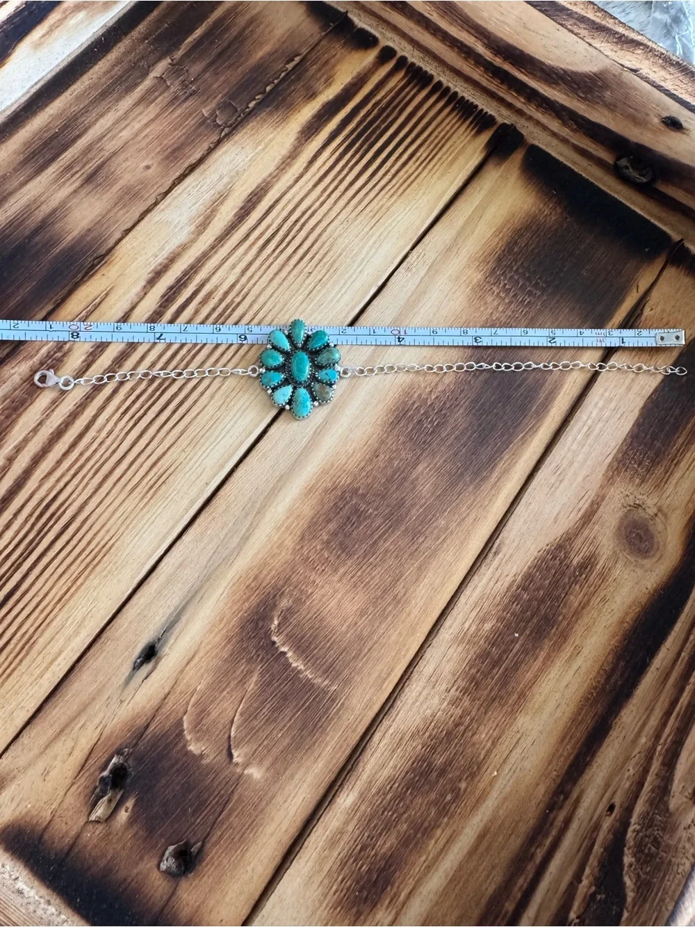 Carico Lake Turquoise Cluster Sterling Silver Bracelet
